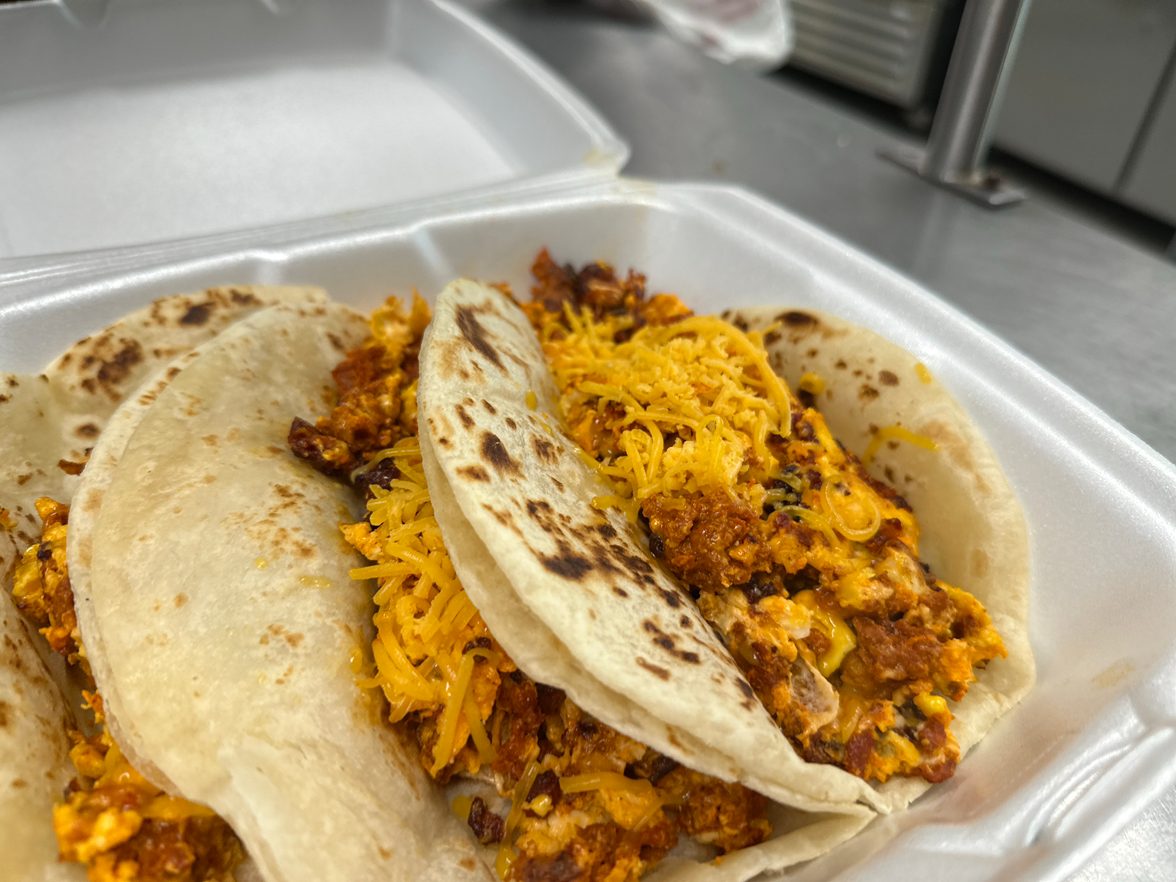 Chorizo Egg and Cheese Taco.