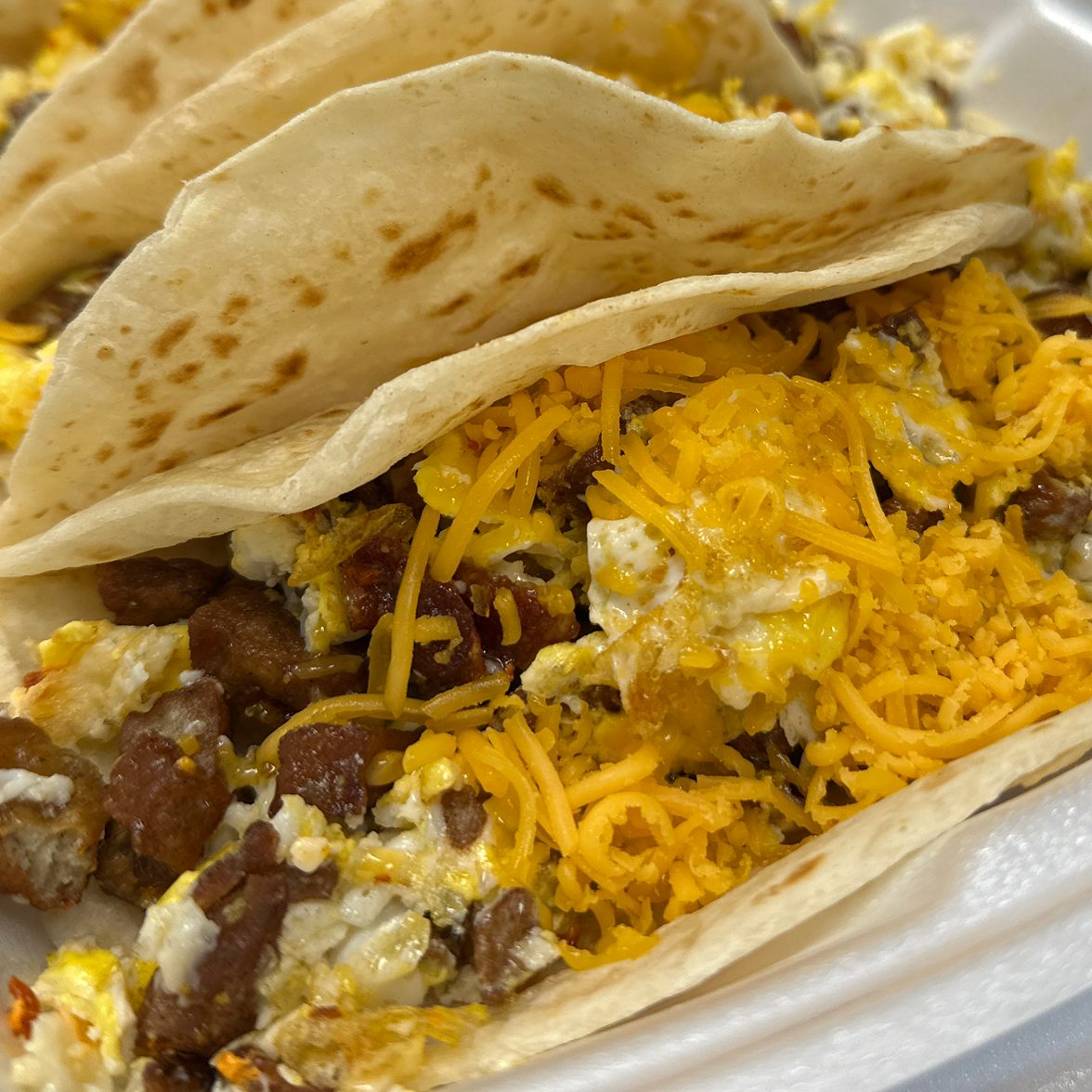 Sausage Breakfast Burrito.