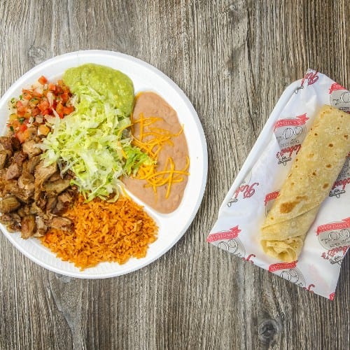 Carnitas / Adobada Plate.