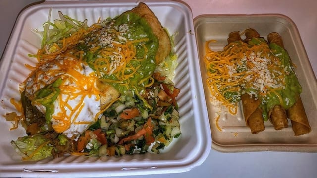 Beef Torta - Beans, Cheese, Guacamole, Lettuce, Beef.