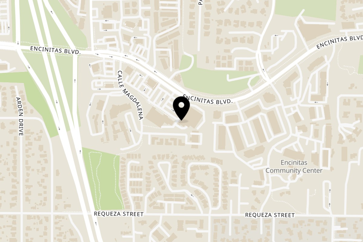 Map showing the location of Roberto's Taco Shop Encinitas on 471 Encinitas Blvd in Encinitas